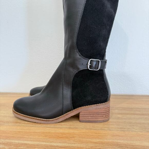 Lucky Brand LK-Timinii Black Leather Suede Tall Riding Boots Women's Size 6.5 - Picture 8 of 13